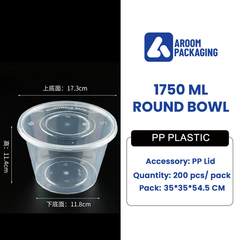 1750 ML Clear Takeaway Plastic Food Container Bowl