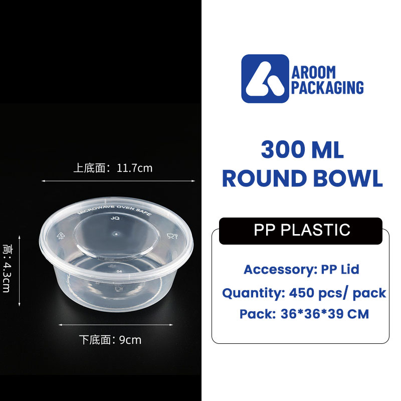 300 ML Clear Plastic Round Meal Prep Takeaway Bowl