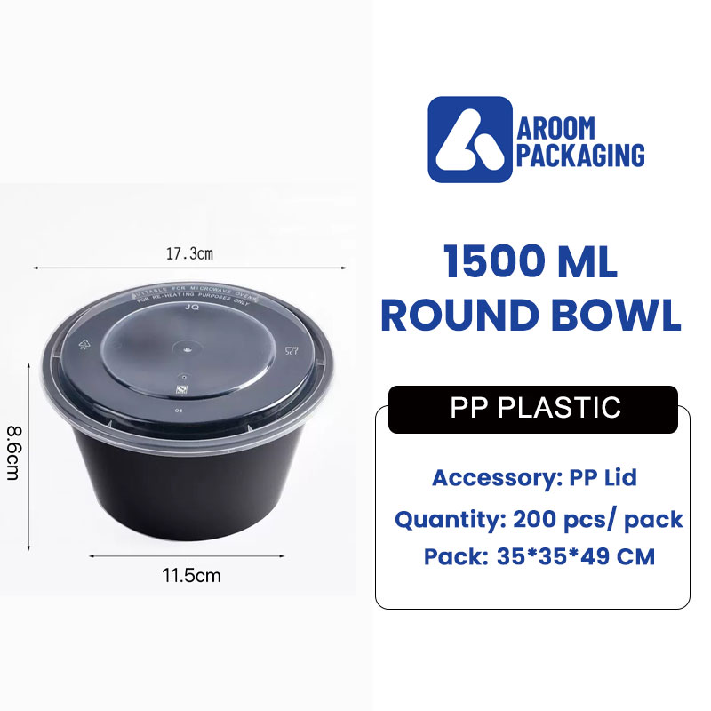 1500 ML Clear Plastic Round Disposable Bowl