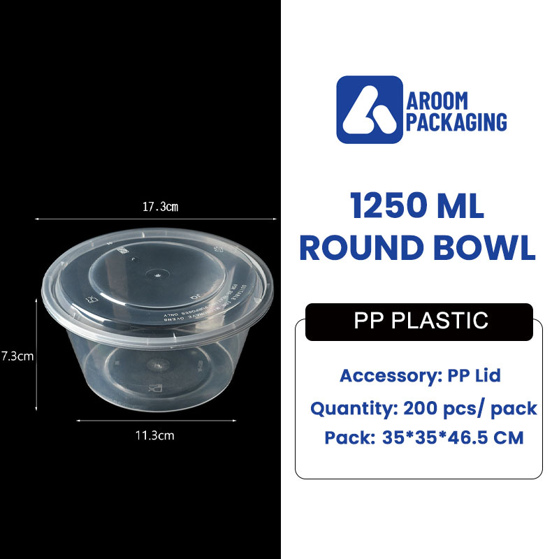 1250 ML Plastic Injection Molded Round High Lid Container