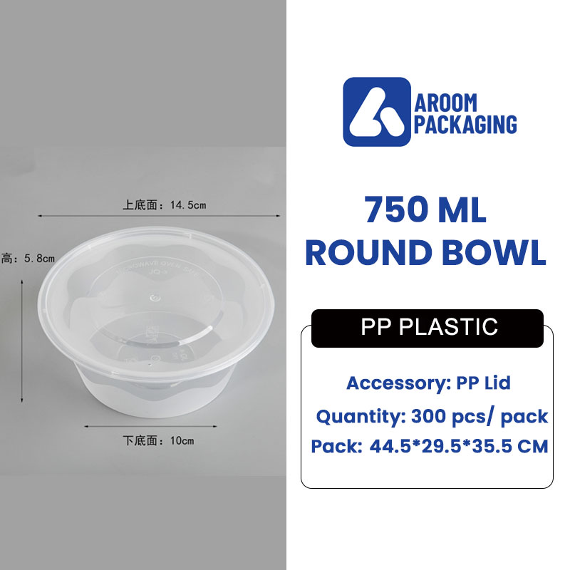 750 ML Frosted Round Plastic Takeout Disposable Container