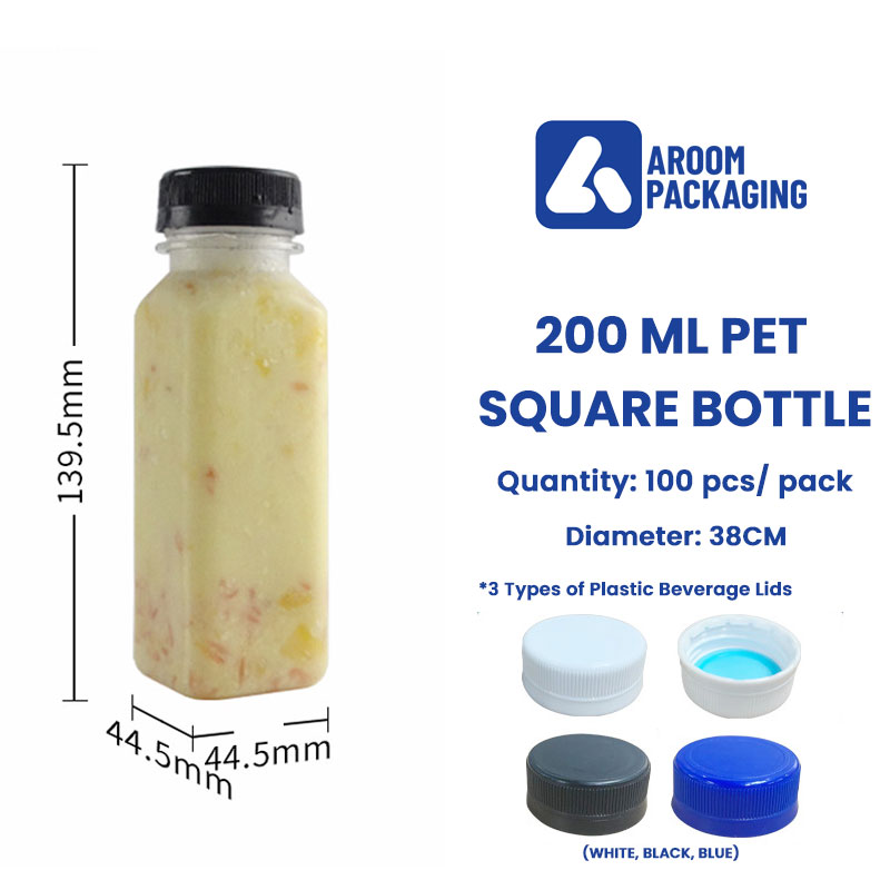 200 ML Square Clear Plastic Reusable Bottles