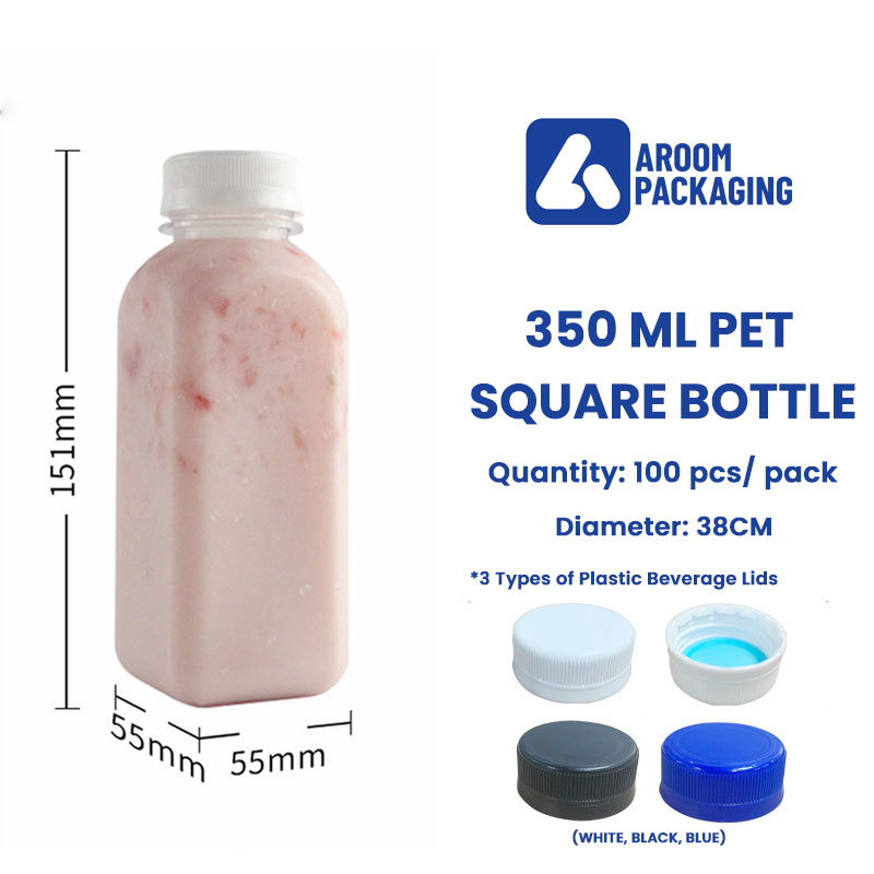 350 ML Square Clear Plastic Reusable Bottle