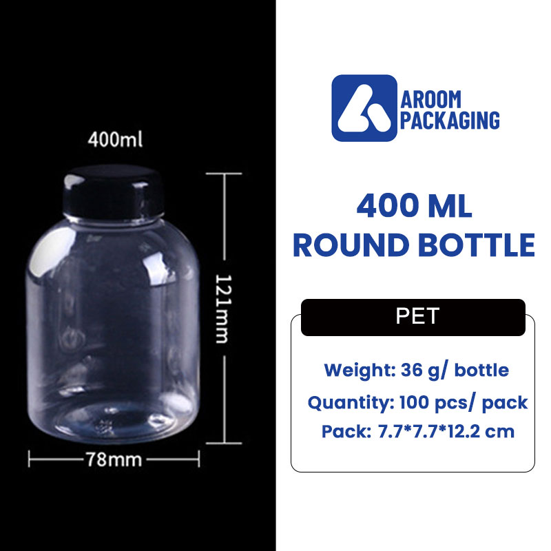 400 ML Round Clear Plastic Reusable Bottles