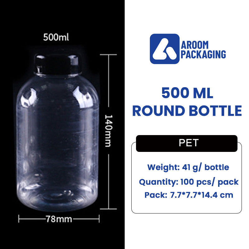 500 ML Round Clear Plastic Reusable Bottles